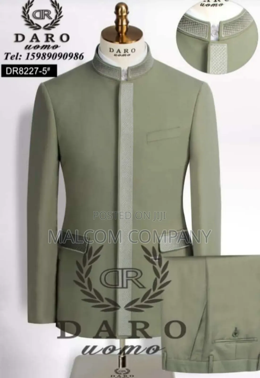 Men Suits Stand Up Collar.