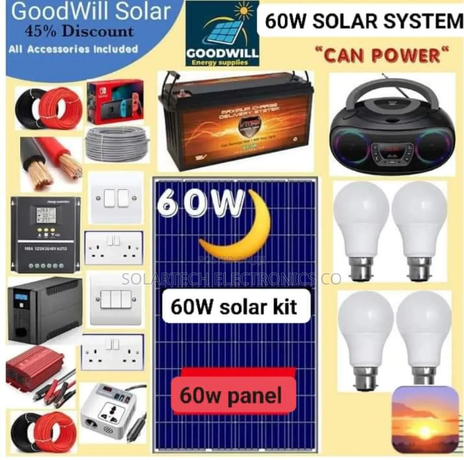60W Standard Solar Energy System Kit