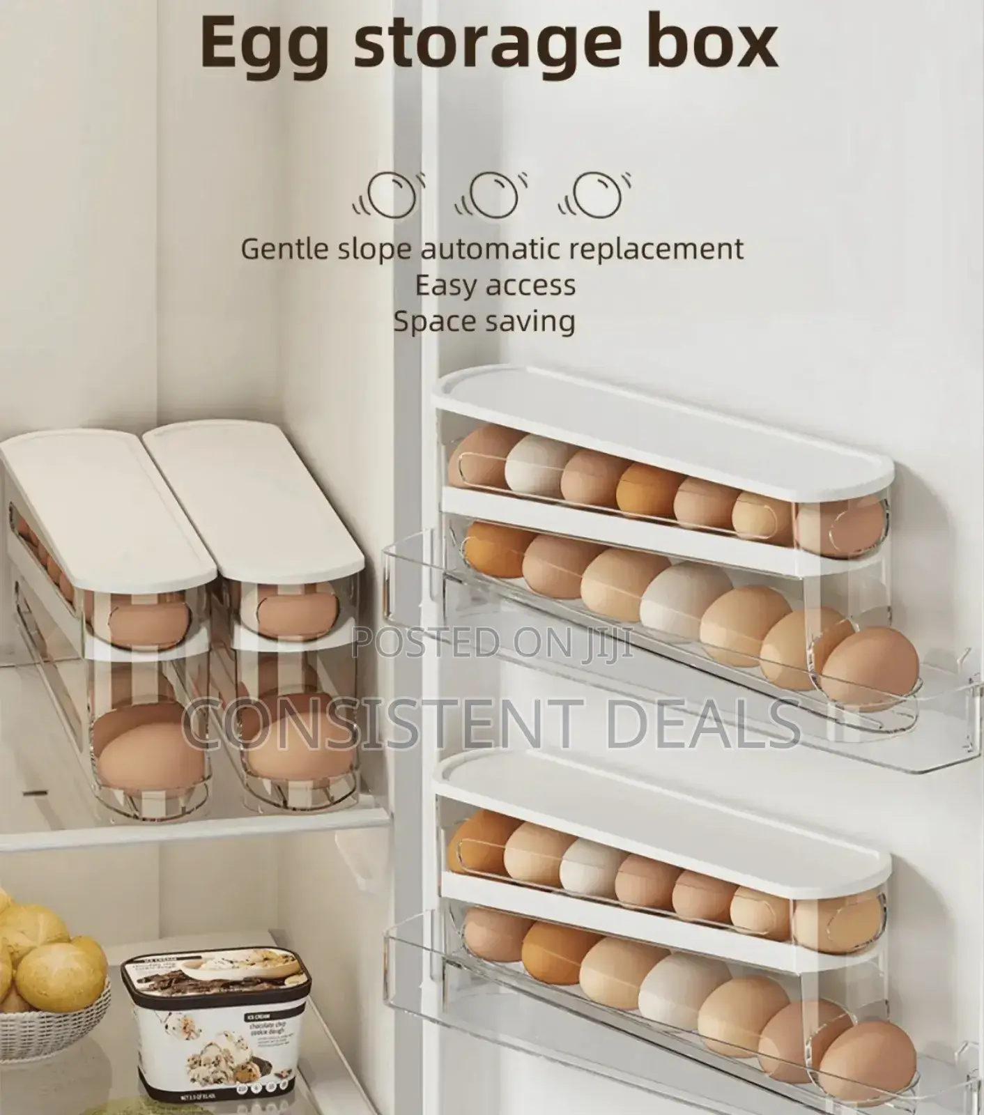 Double Layer Rolling Egg Storage Organizer Tray
