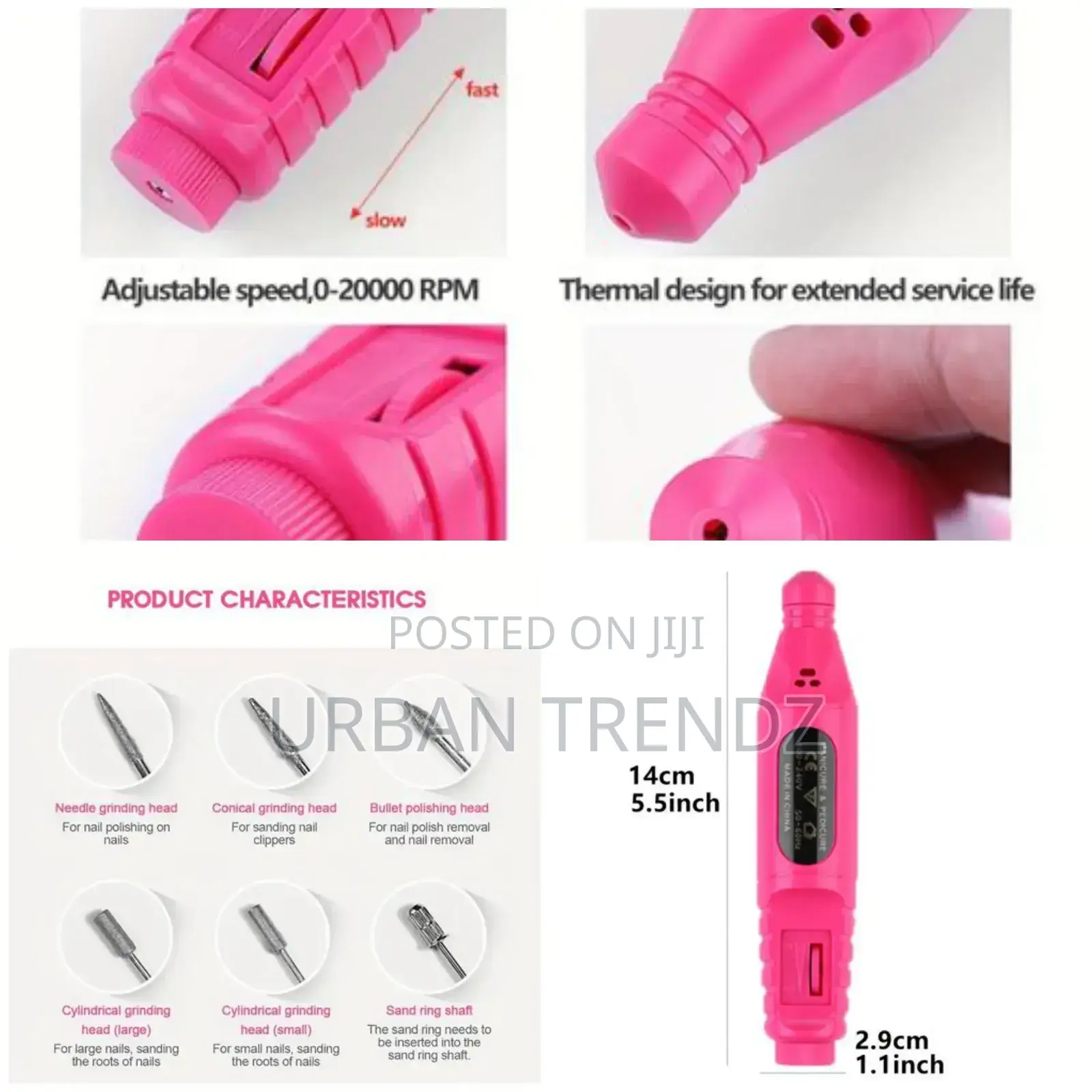 Professional USB Electric Nail Drill Machine - Red