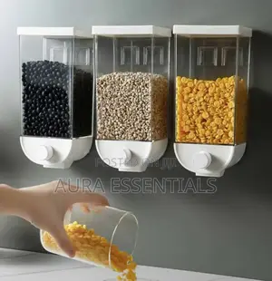 3pcs No Drill Wall Mounted Airtight Kitchen Cereal Dispenser