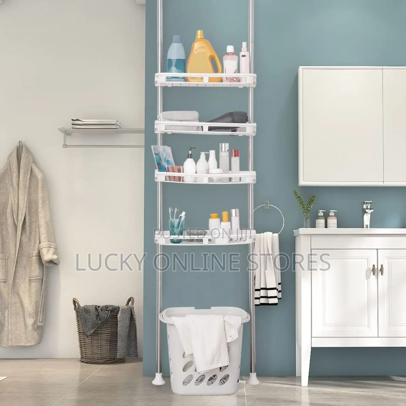Telescopic 4 Tier Bathroom Shelf