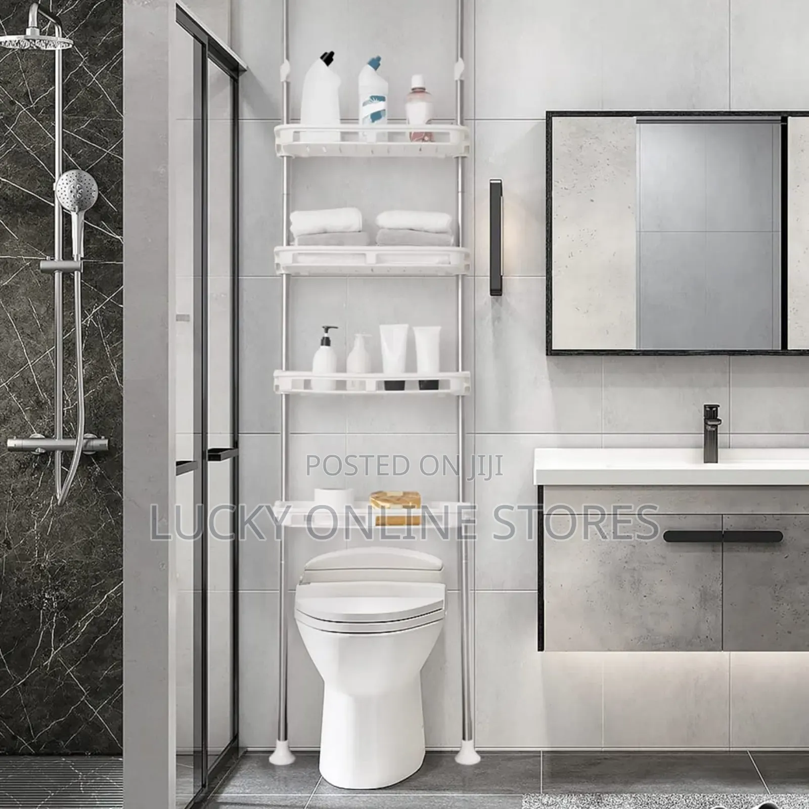 Telescopic 4 Tier Bathroom Shelf
