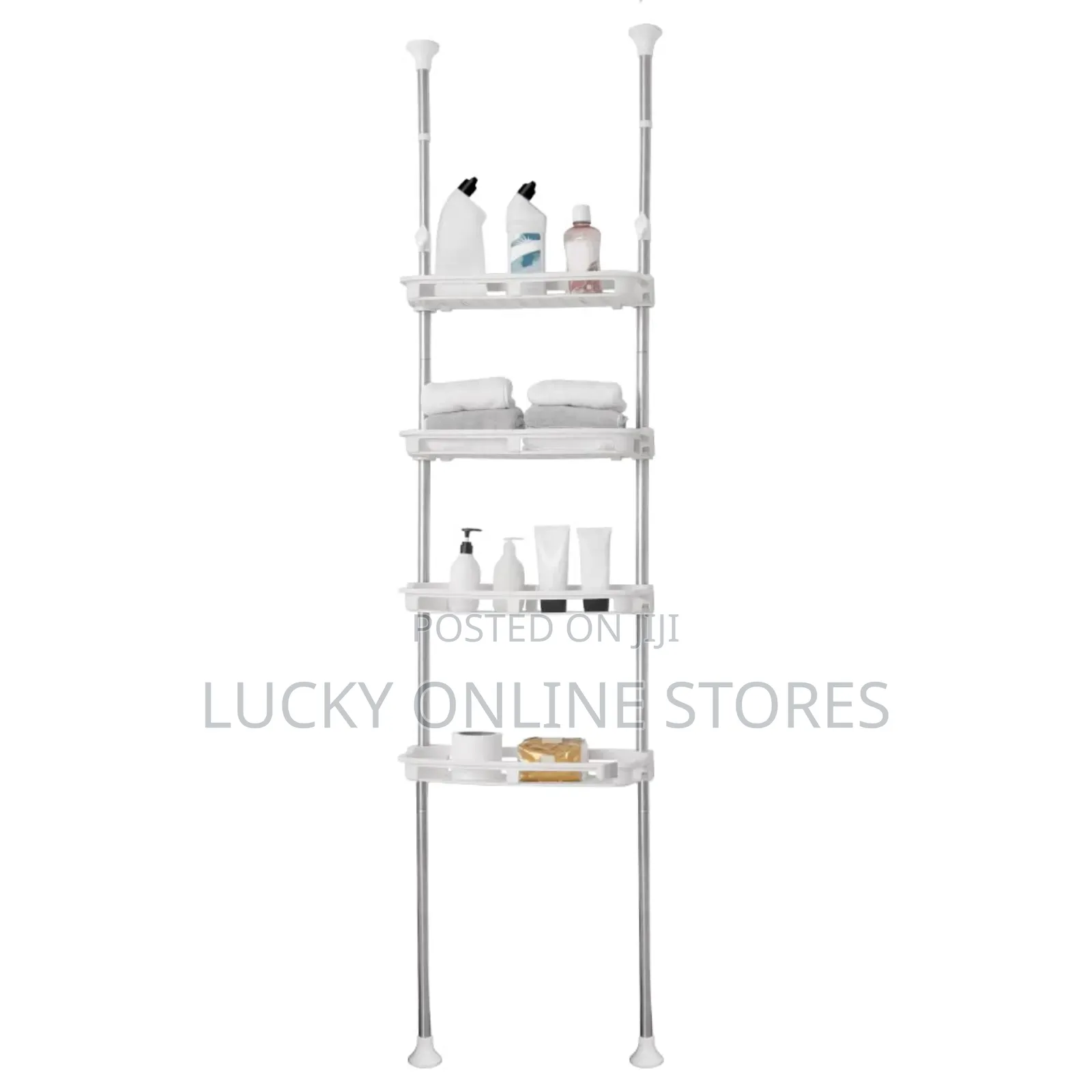 Telescopic 4 Tier Bathroom Shelf