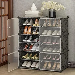 Portable Plastic Shoe Rack Organizer With Door