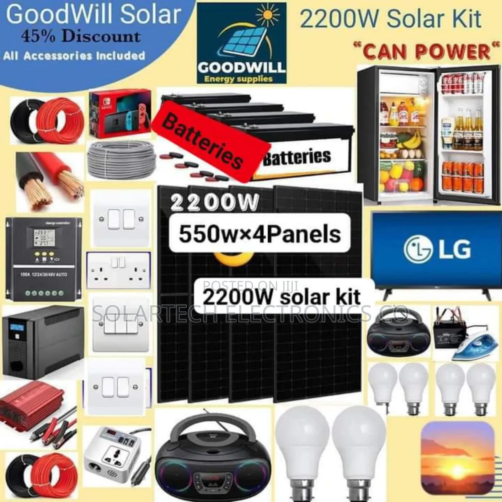 Durable 2200W System Solar Full Kit