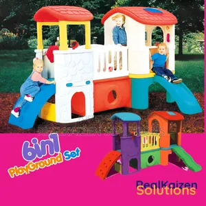 Indoor/Outdoor Multiply Twin Tower Playhouse Set With Slides