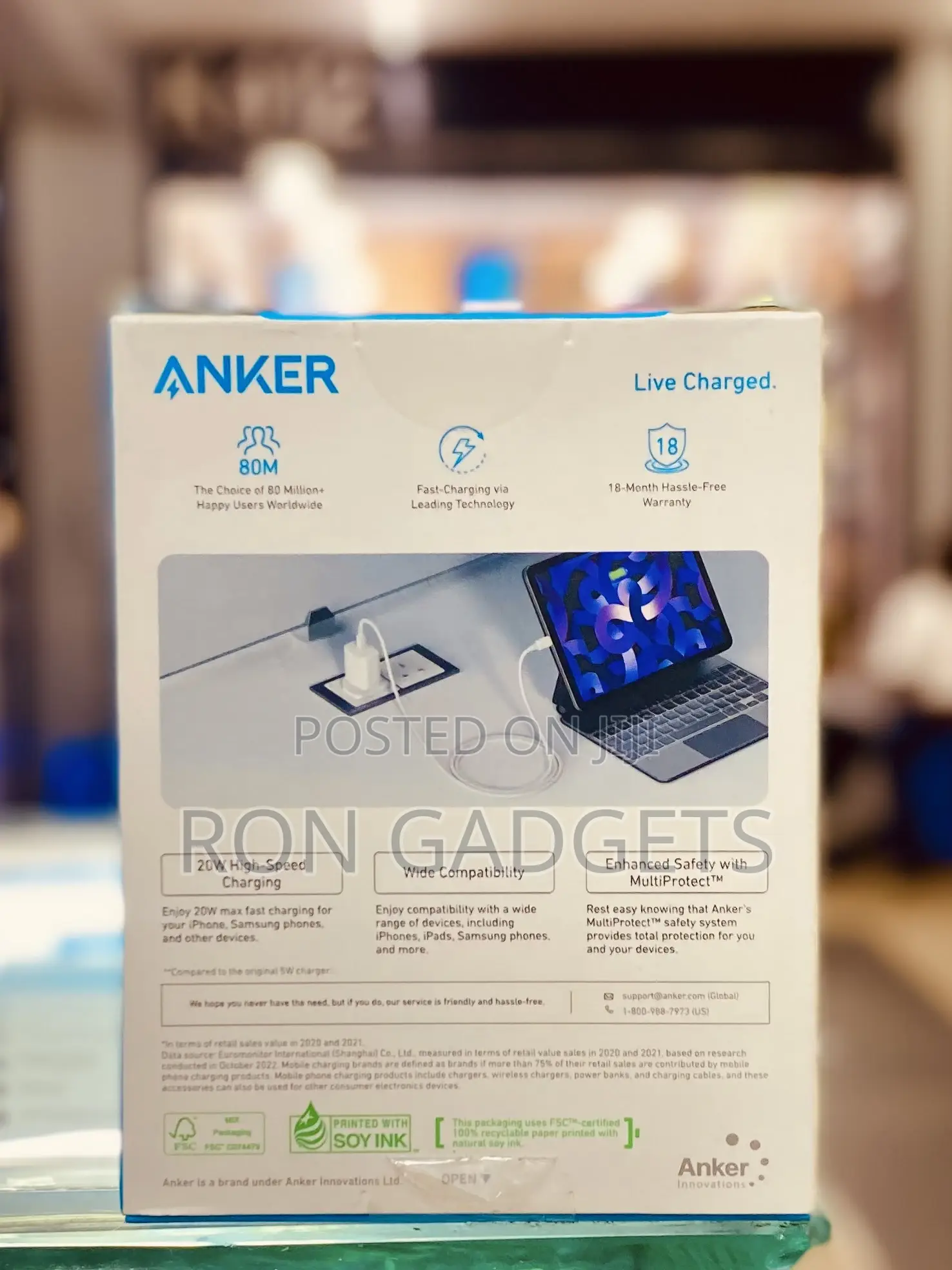 ANKER 20w Charger With Usb C Cable