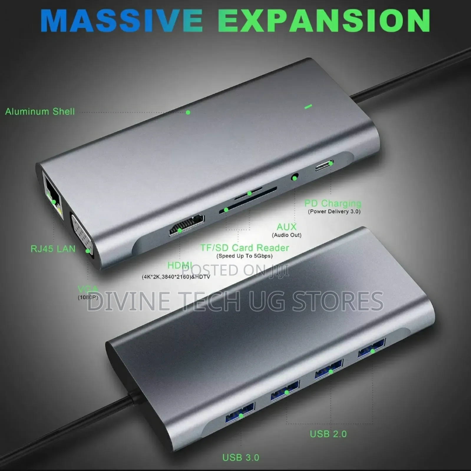 11-in-1 Type-C Hub , 11 Ports Usb-C Adapter