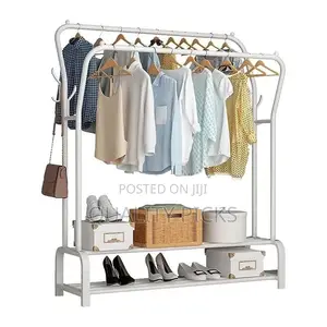 Carbon Steel Double Pole Coat Rack Indoor