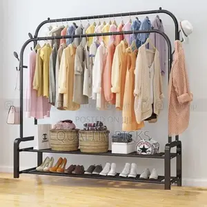 Carbon Steel Double Pole Coat Rack Indoor