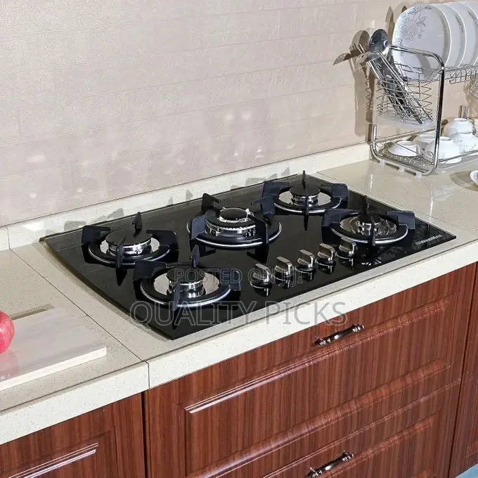 Digiwave 30'' Black Gas Stove Tempered Glass Panel Built-In
