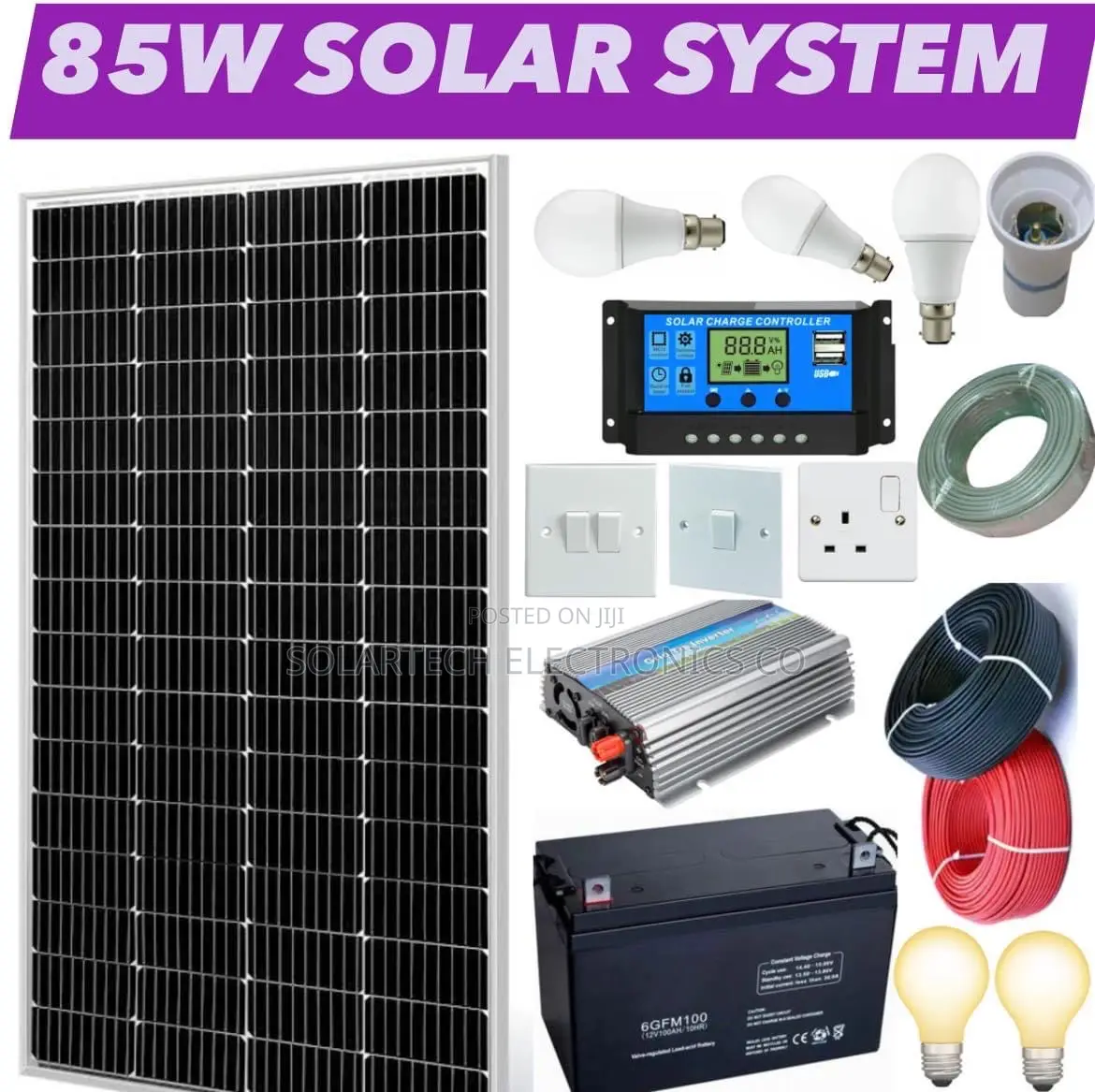 85W Solar Energy System Full Package/ Tv Lights