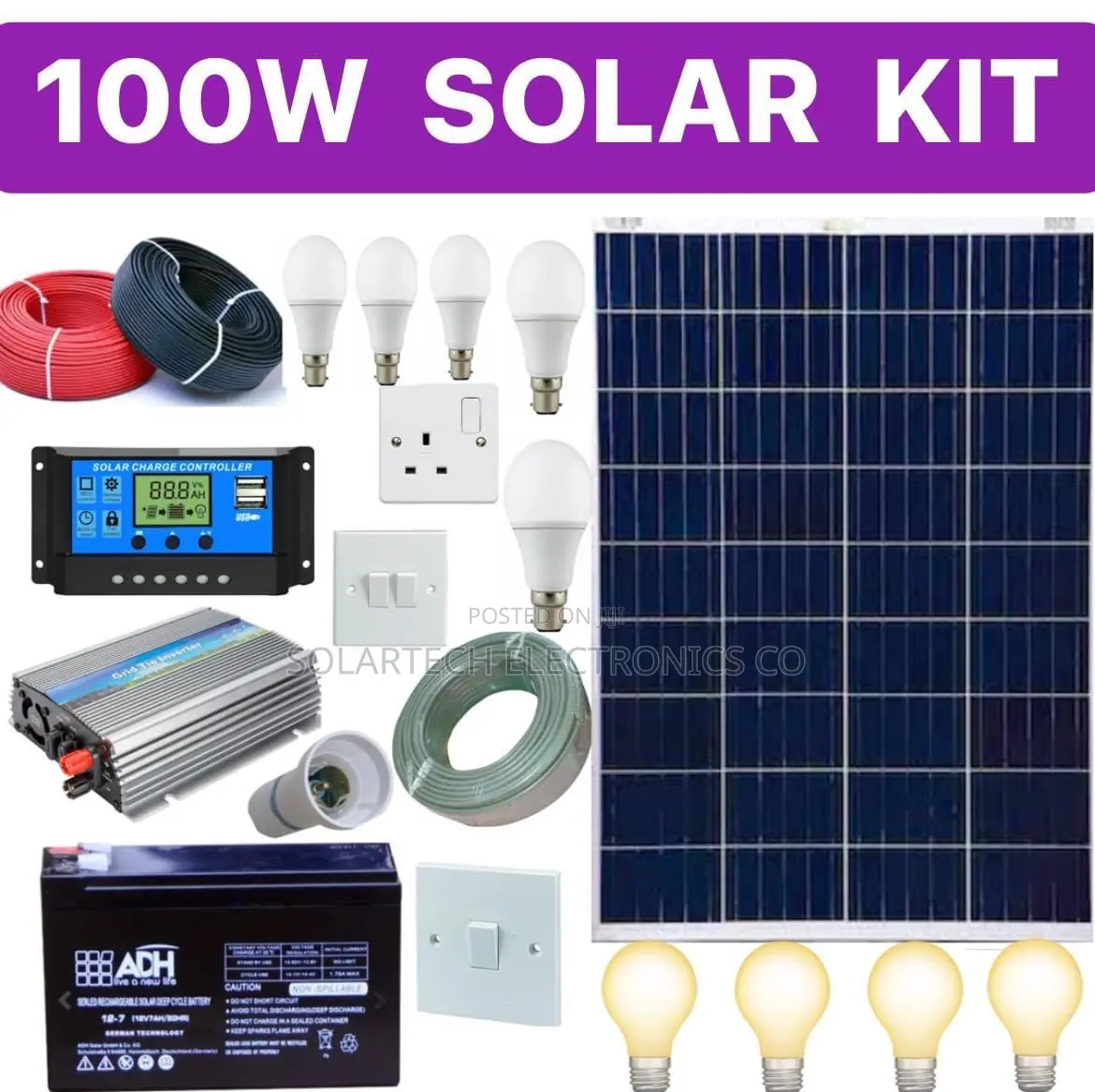 100W Solar Power System Kit/ High Capacity