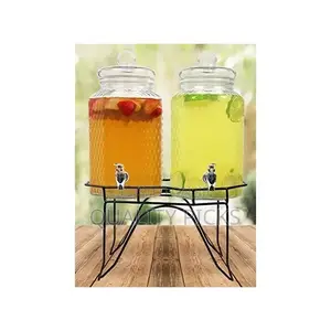Double Ice Cold Clear Hammered Glass Jug
