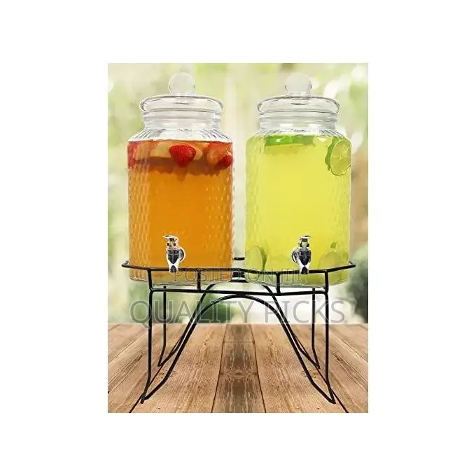 Double Ice Cold Clear Hammered Glass Jug
