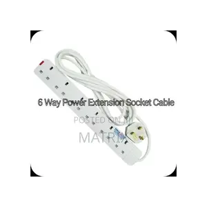 Original Power King 6 Way Extension Cable Socket - White