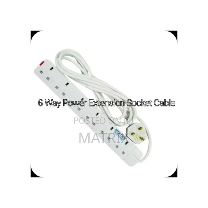 Original Power King 6 Way Extension Cable Socket - White