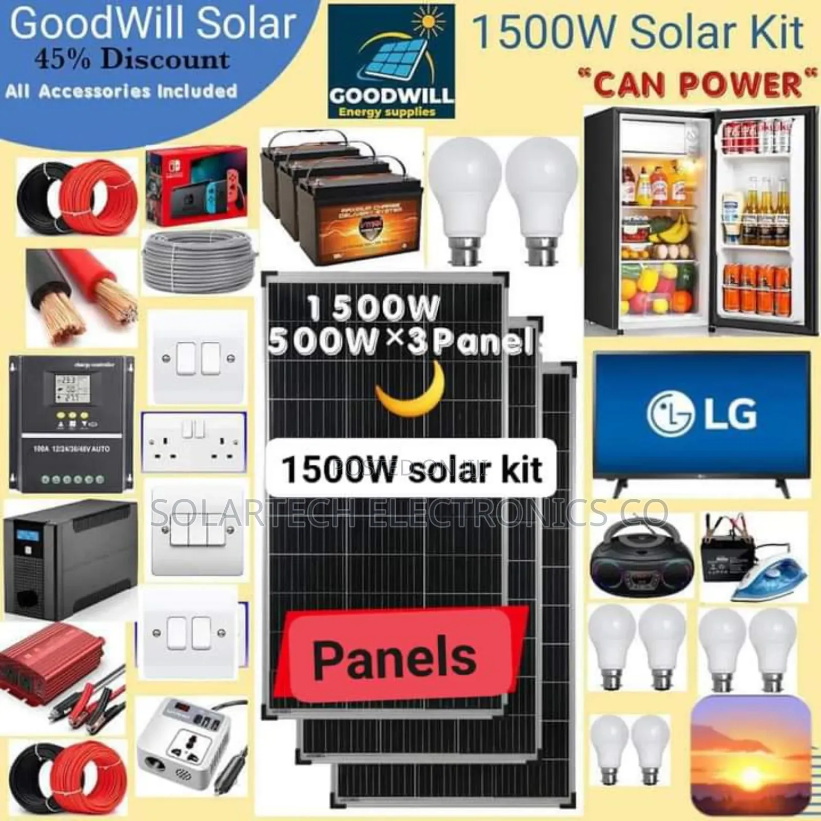 1500W Solar Energy System Full Package TECH