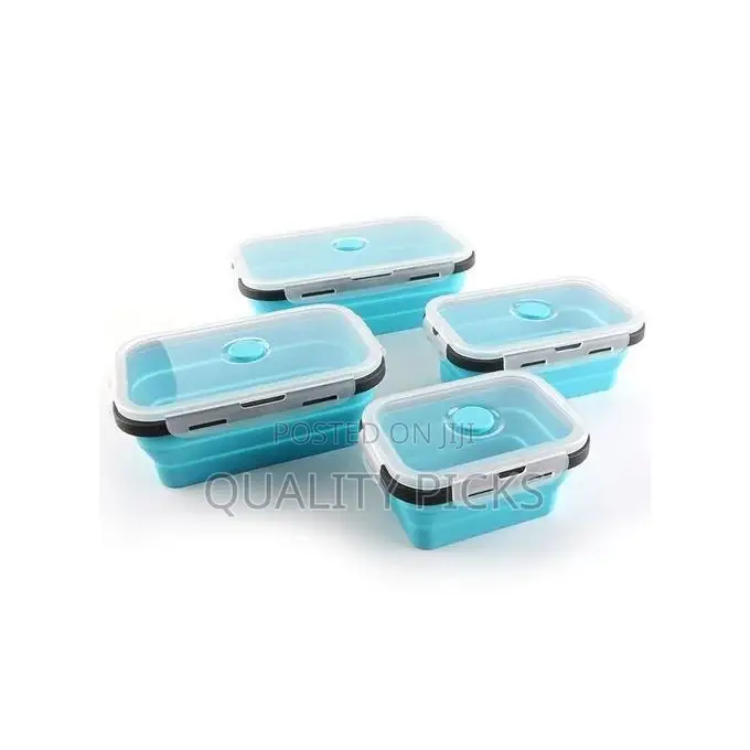 4pcs Silicone Foldable Bento Boxes Microwave Lunch Box