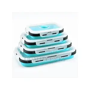 4pcs Silicone Foldable Bento Boxes Microwave Lunch Box