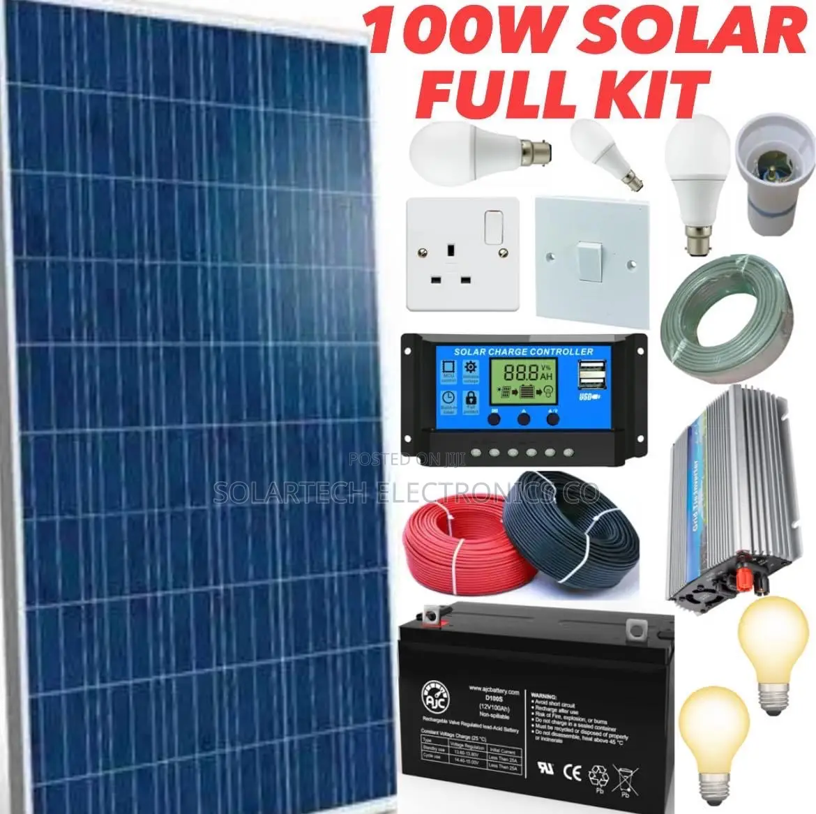 100W Solar Energy System Full Kit/ Warehouse Outlet.