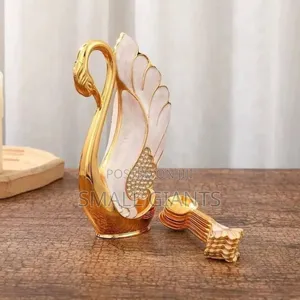 Gold Decorative Dessert Tea Spoon Set Holder