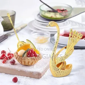 Stainless Steel Serving Bar Dessert Spoon With Swan Holder