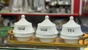 3pcs Ceramic Sugar Coffee Tea Storage Jar