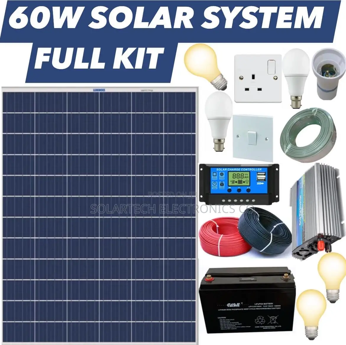 60W Solar Energy System Full Kit/ Store Outlet.