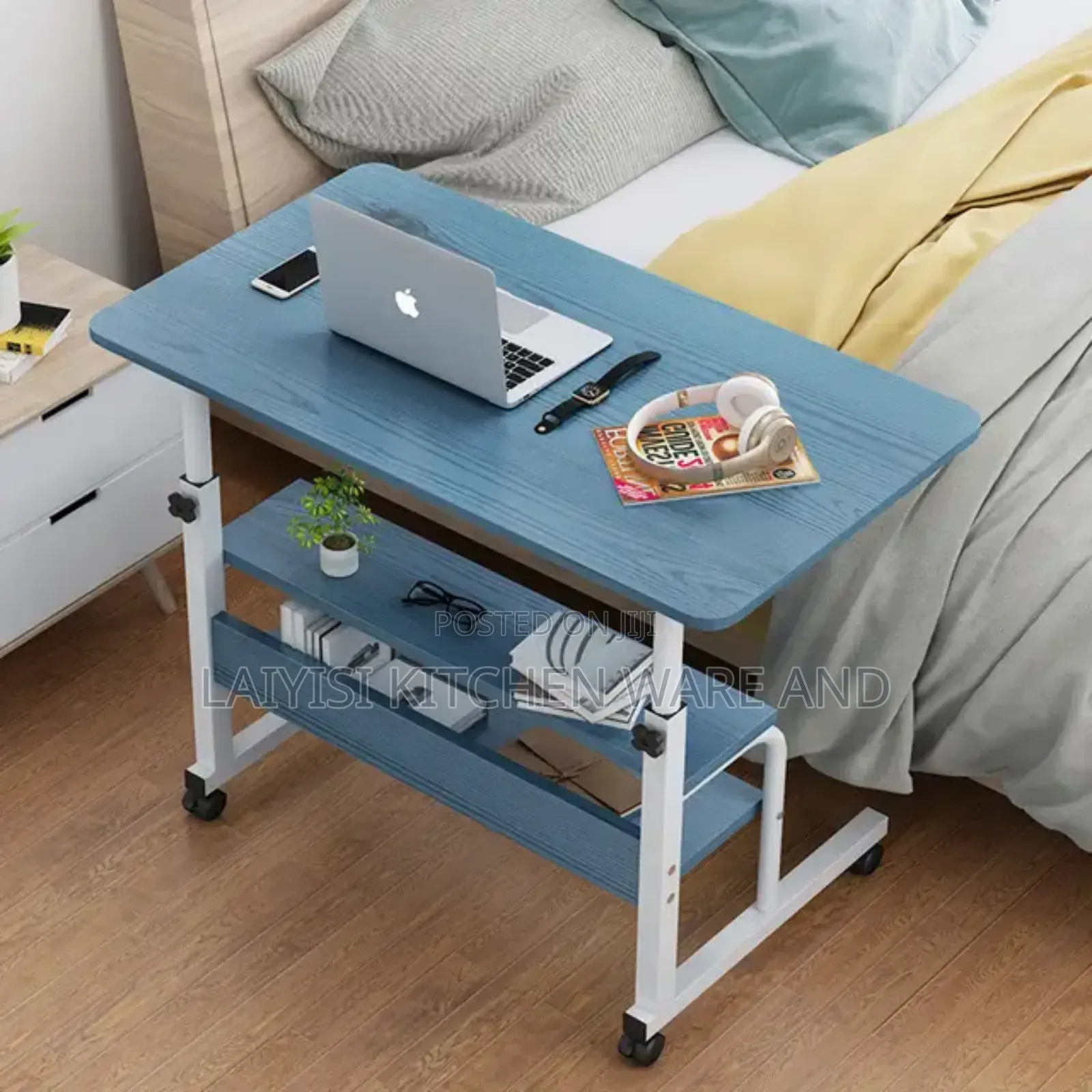 Laptop Table Height Adjustable, Side Table With Wheels, Beds