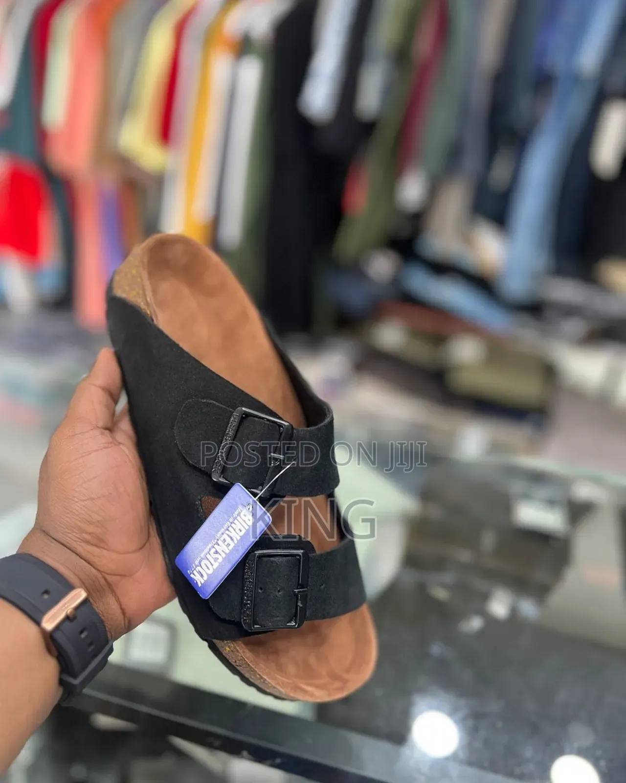 Sued Black Birkenstock Sandals