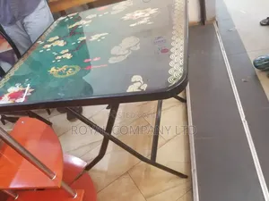 Foldable Table Metallic and Glass