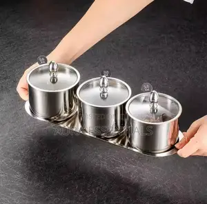 Stainless Steel Condiment Pots Set( 3pcs)