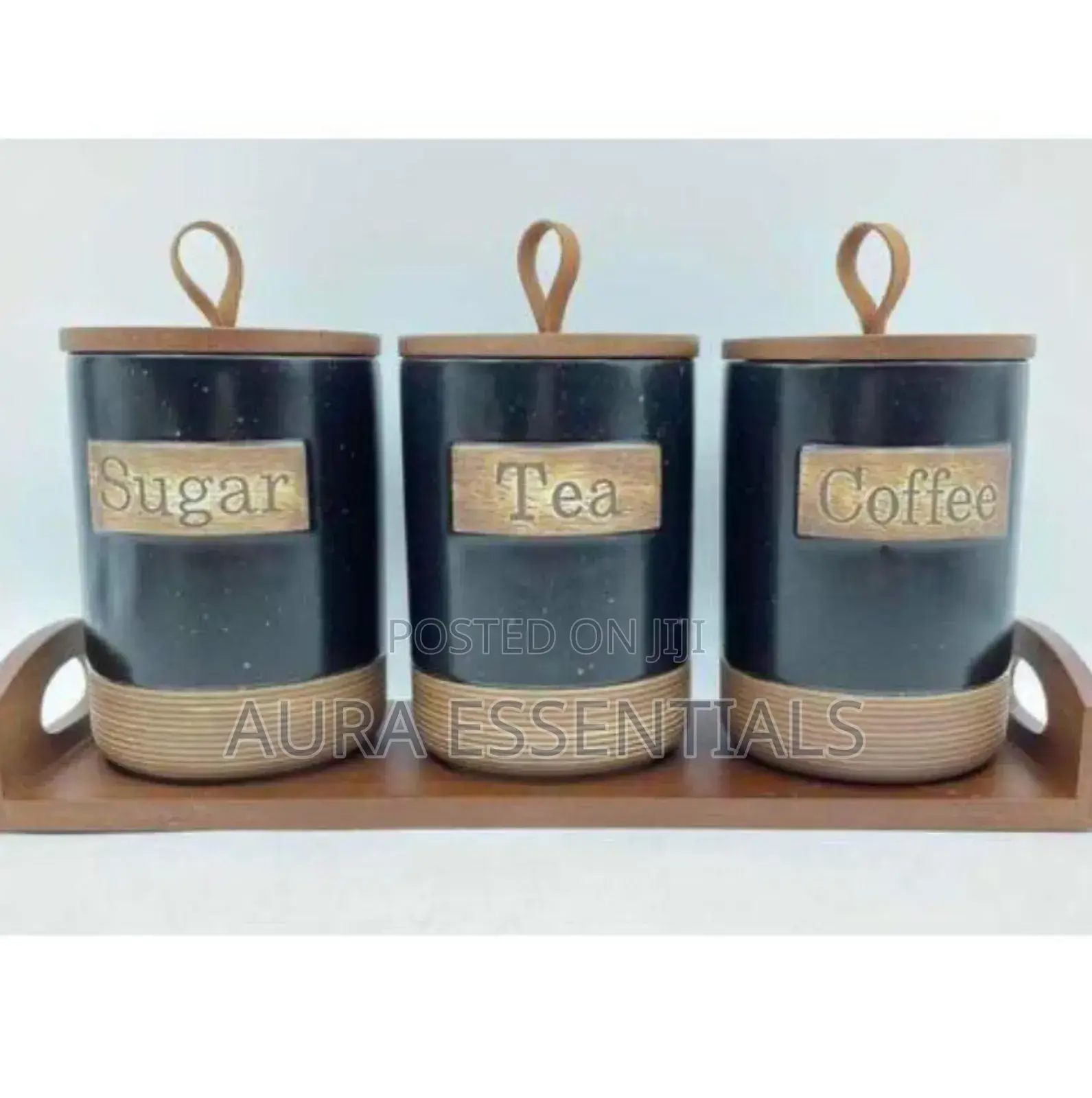 Black Ceramic Coffee Sugar and Coffee Set
