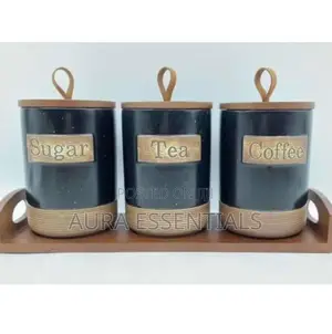 Black Ceramic Coffee Sugar and Coffee Set