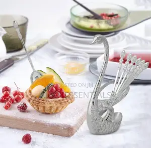 6pcs Tea Spoons With Decorative Swan Holder