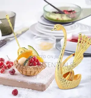 6pcs Tea Spoons With Decorative Swan Holder