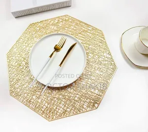 New 6pcs Gold Octagonal Placemats