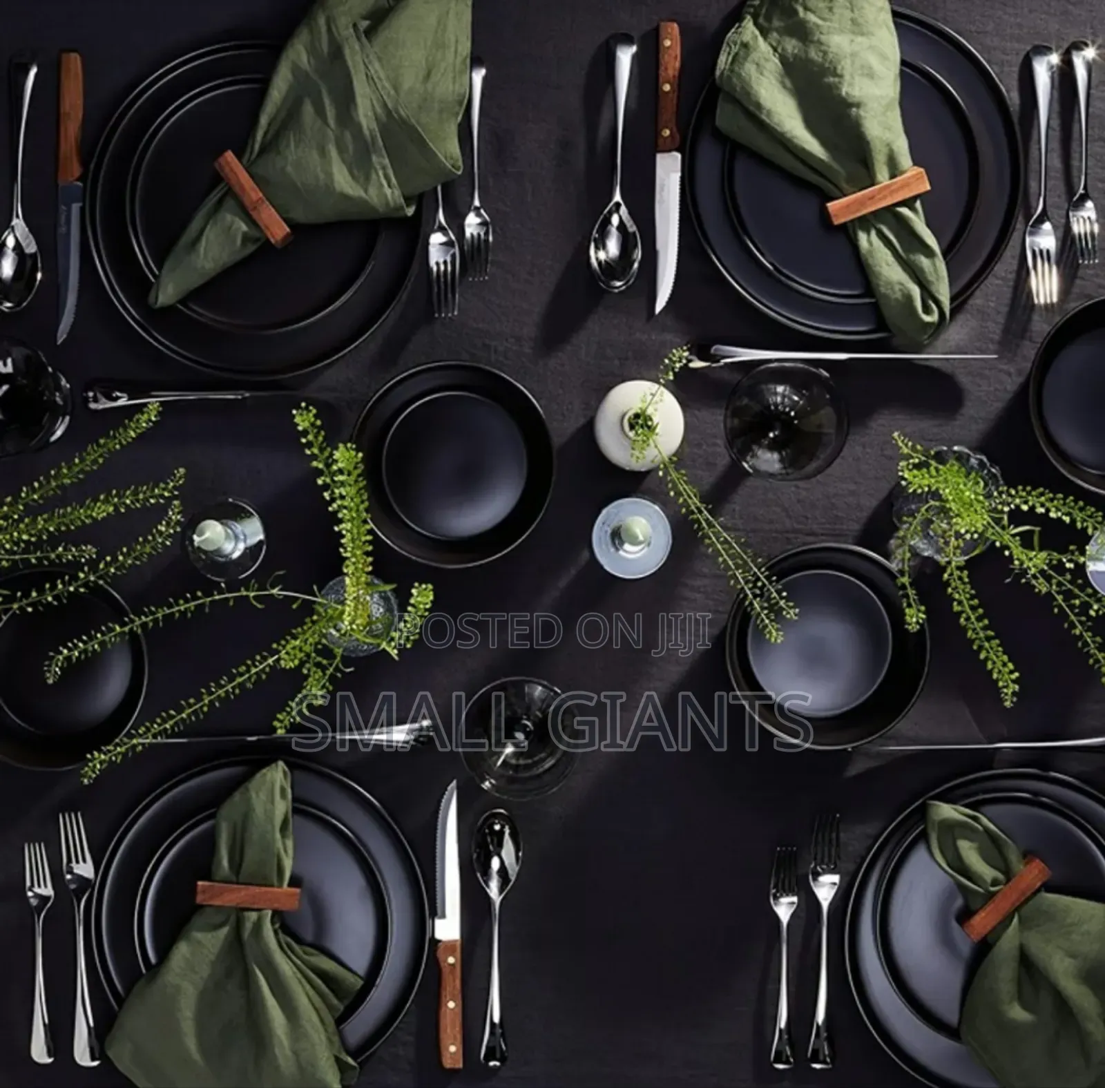 Dinnerware Set, Service for 4, Black