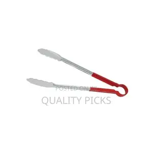Insulated Handle Steel Tongs - Silver