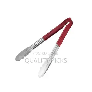 Insulated Handle Steel Tongs - Silver