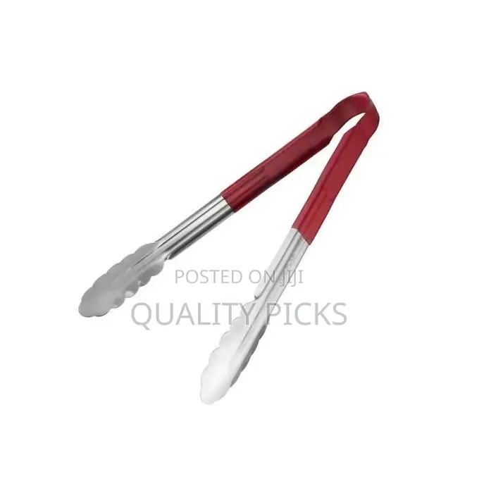 Insulated Handle Steel Tongs - Silver