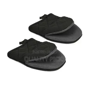 Small Oven Mitts Heat Resistant Gloves (Black)