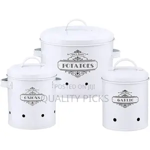 Roland Set of 3 Potato Onion Kitchen Storage Canisters Jars