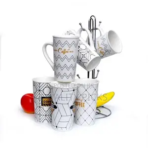 6-Pack Ceramic Coffee Mugs Set Large Multi Designed Tumbler