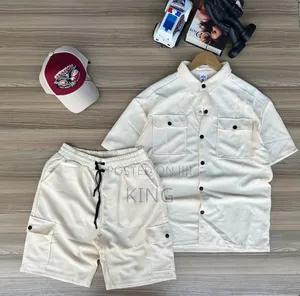 Fuzzy Double Pocket Shirt and Short Set
