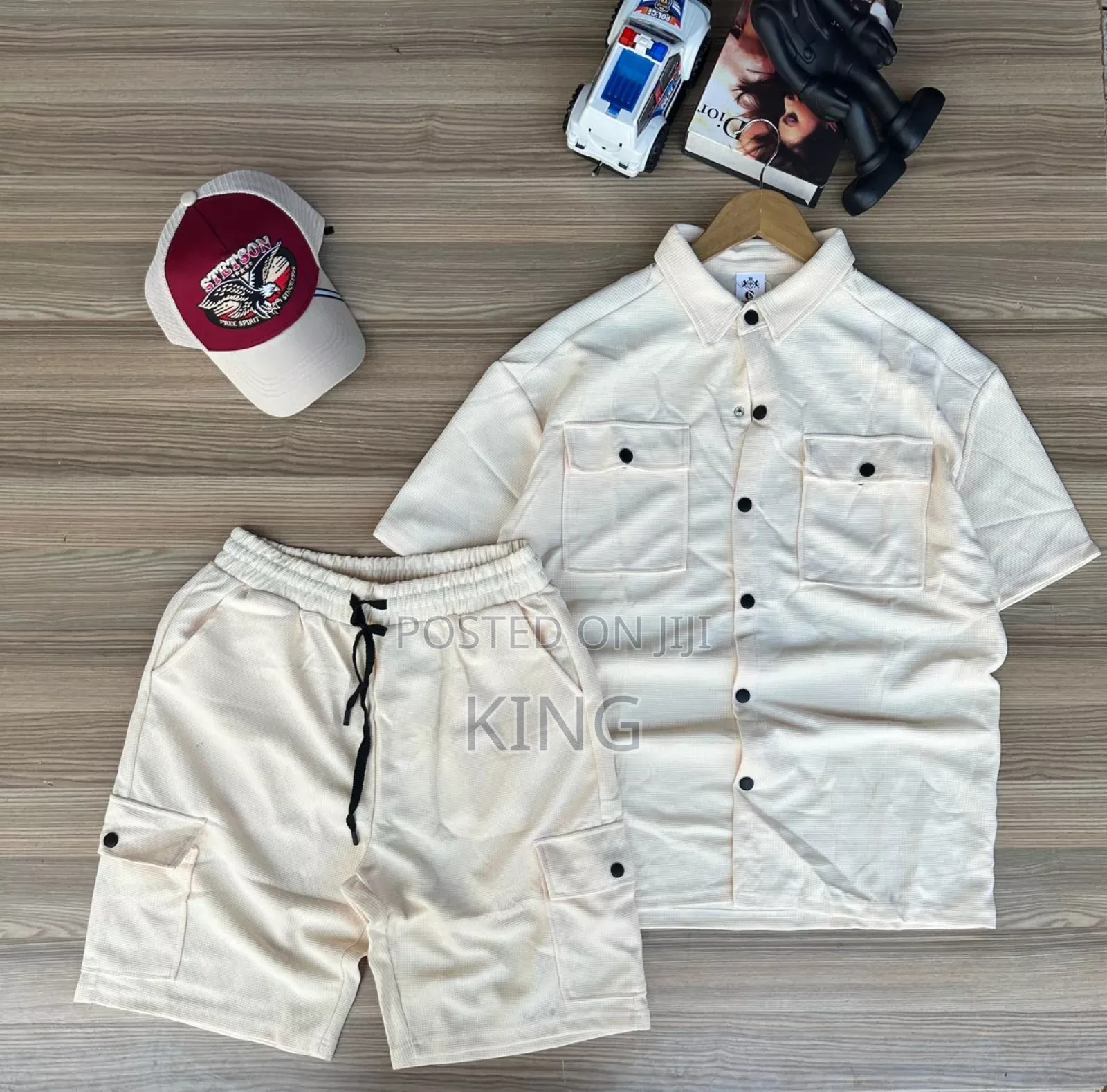 Fuzzy Double Pocket Shirt and Short Set