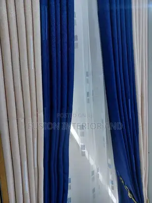 Strew Cream and Blue Curtains