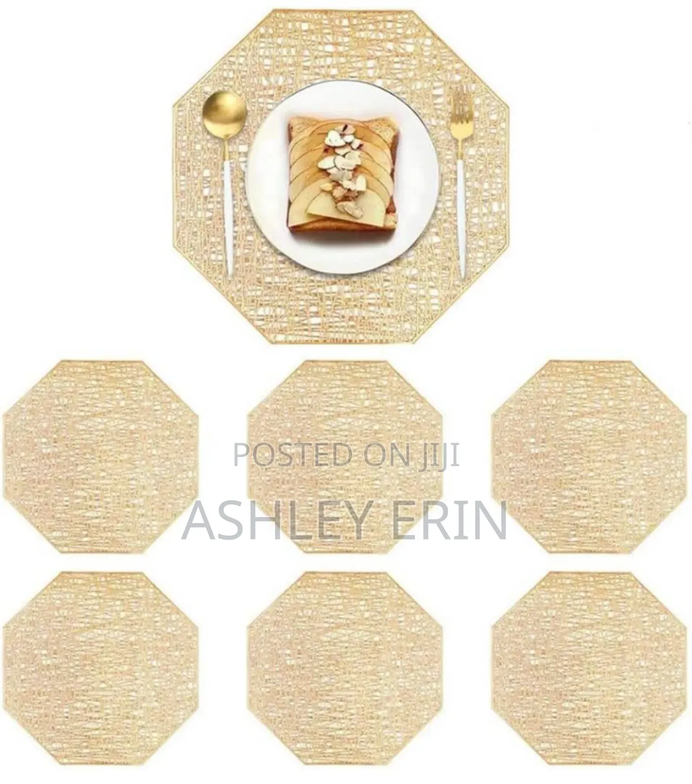 6pcs Gold Reusable Waterproof Dining Mat